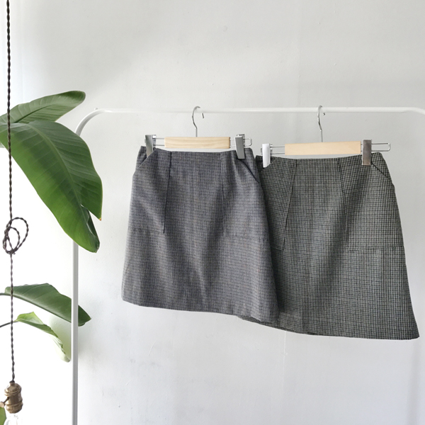 grow wool check pockets mini skirt cute and sporty