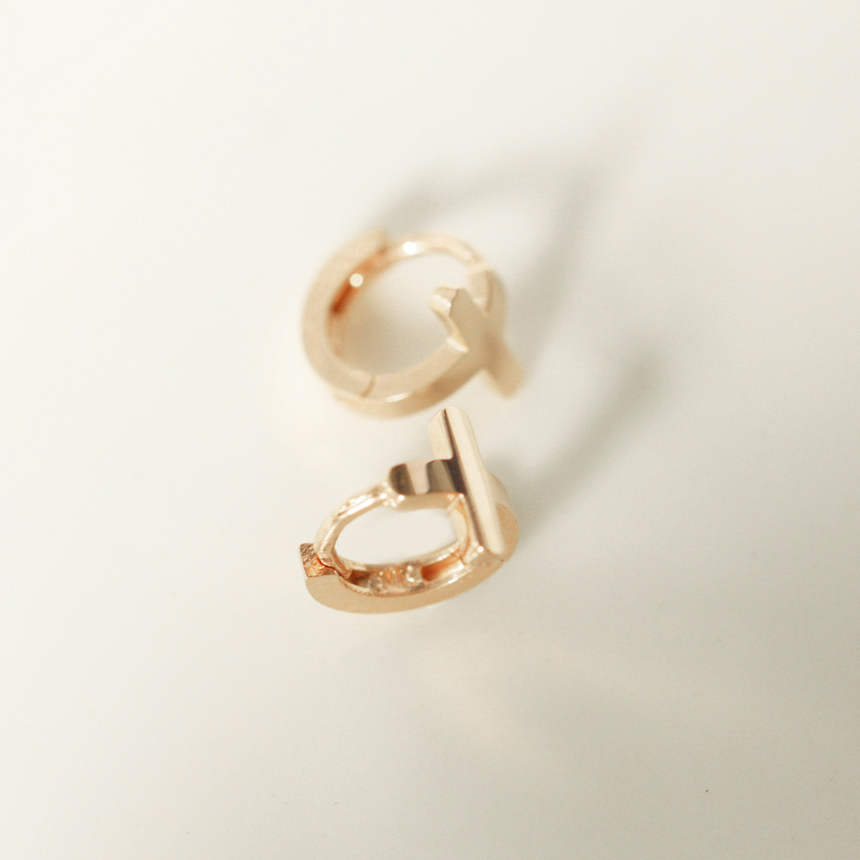 Silver charm One-touch rose gold earrings 14k Dail