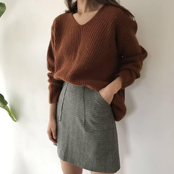 grow wool check pockets mini skirt cute and sporty