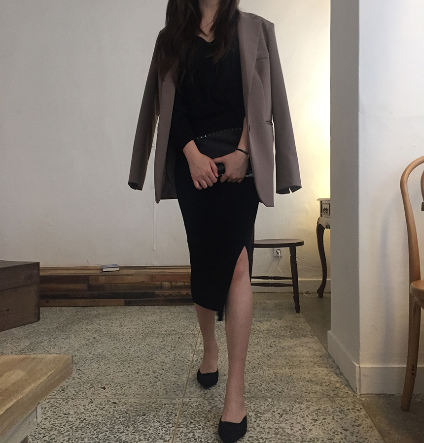 Ip Golij knit top skirt black, gray 2col woman'