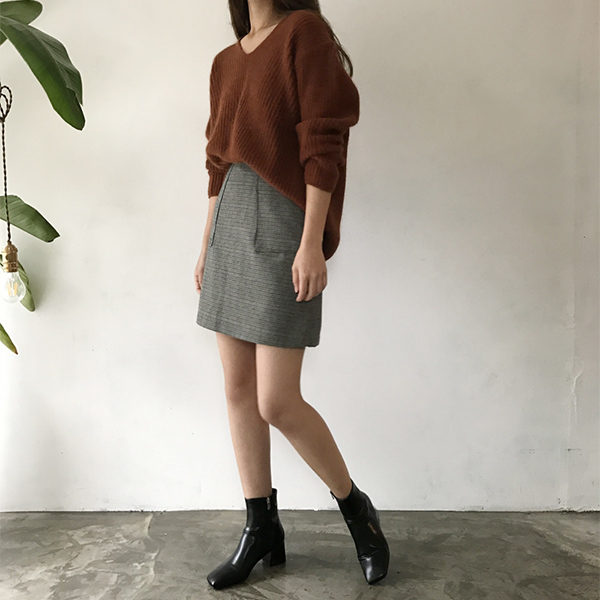 grow wool check pockets mini skirt cute and sporty