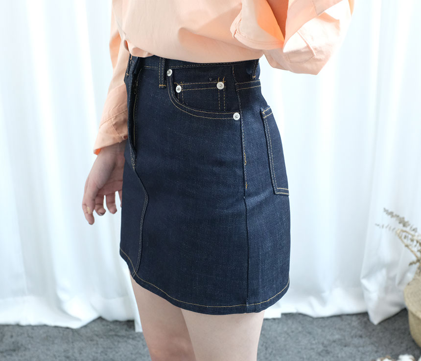 A-line denim mini skirt autumn basic