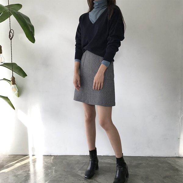 grow wool check pockets mini skirt cute and sporty