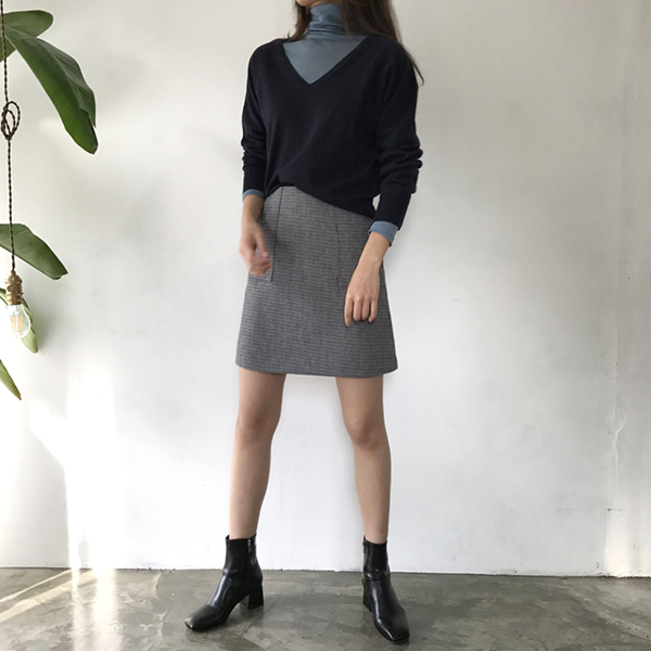grow wool check pockets mini skirt cute and sporty