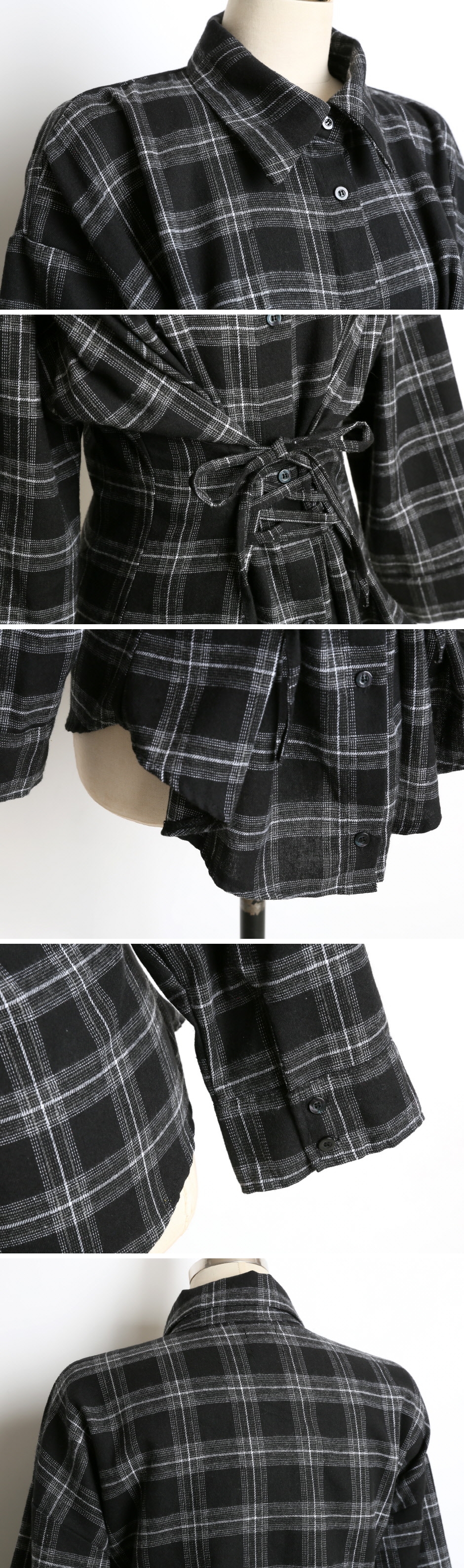 Corset Check Shirt Blouse 2color Southern Ladies T