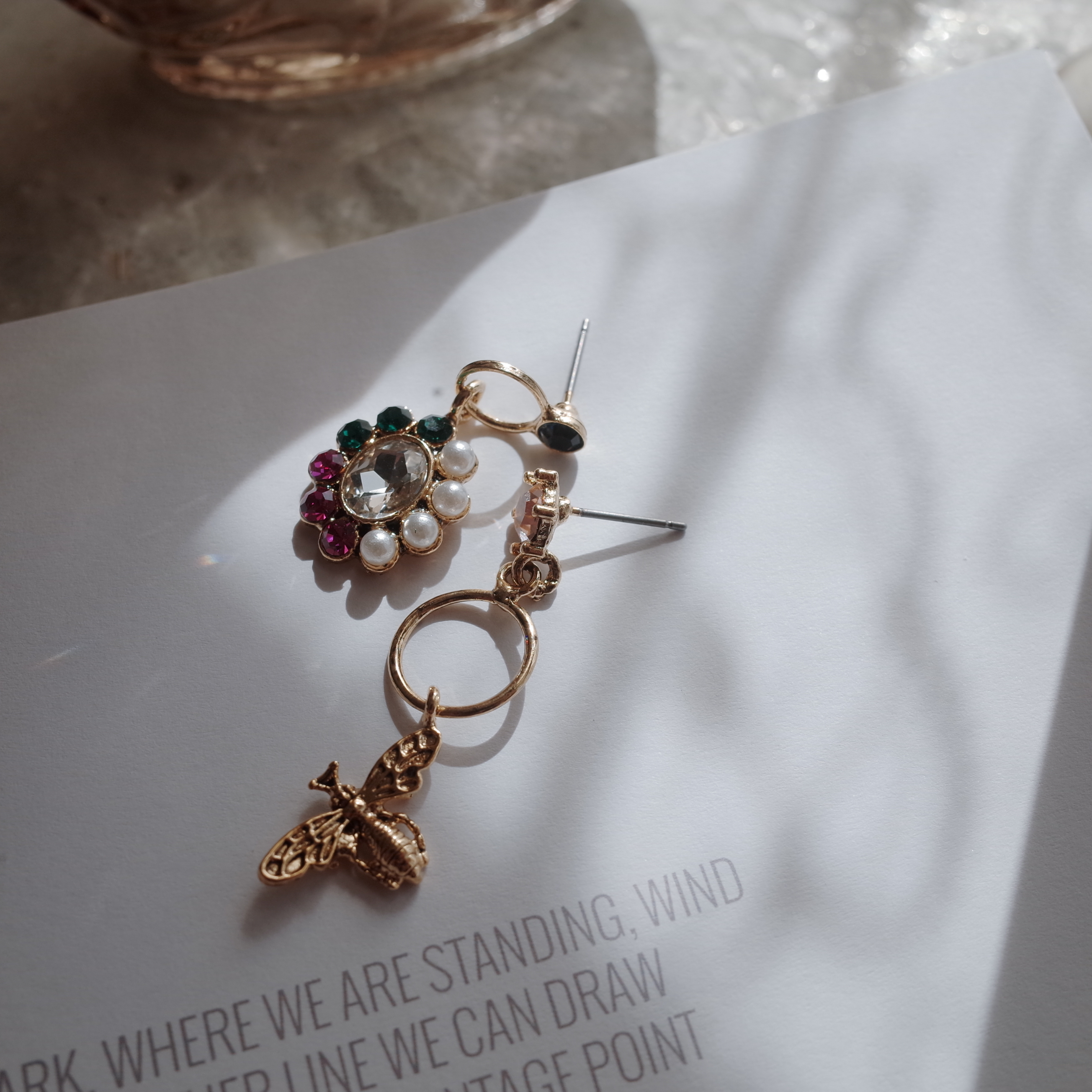 BEE bee flower petite drop earrings handmade styli