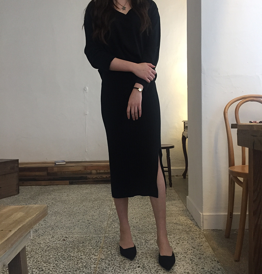 Ip Golij knit top skirt black, gray 2col woman'