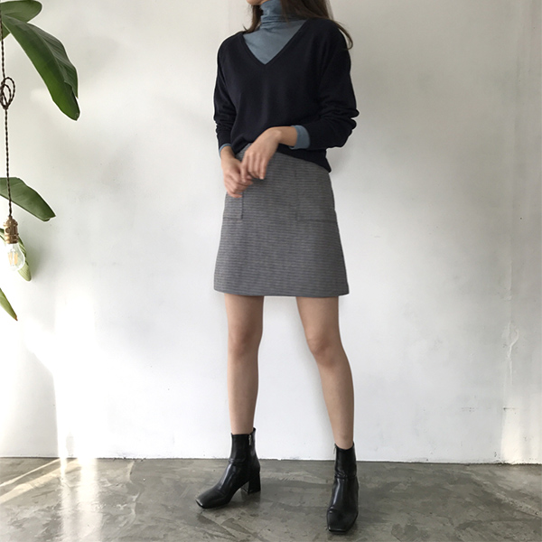 grow wool check pockets mini skirt cute and sporty