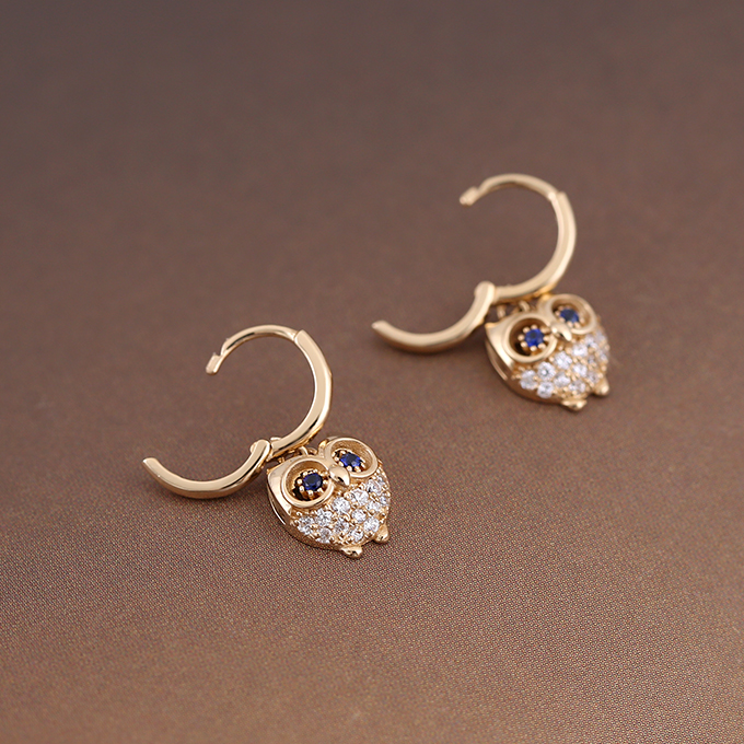 14k18k Golden Owl Earrings ER29560 14k Gift Unique