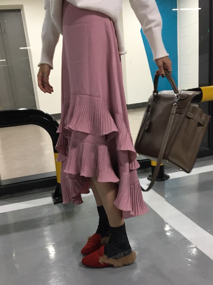 Wrinkle Kangkang Long skirt 2color order to be shi