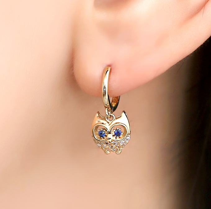 14k18k Golden Owl Earrings ER29560 14k Gift Unique