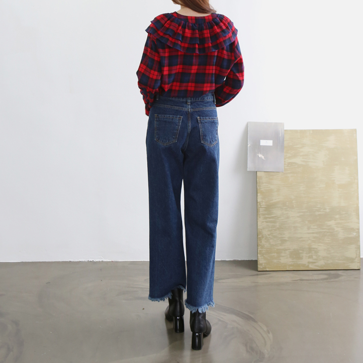 Shopping Cell Race Check Shirt 2Color Shoulder V N