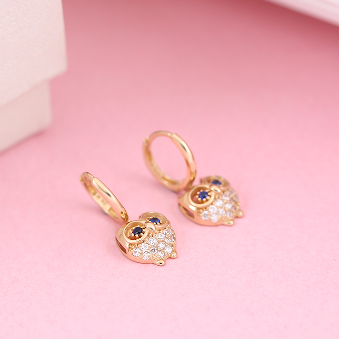 14k18k Golden Owl Earrings ER29560 14k Gift Unique