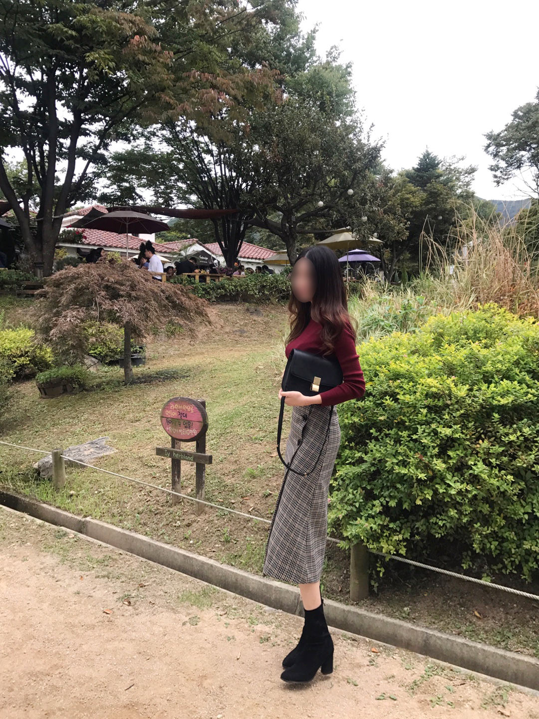 Check Long Button Skirt Wool Fall Winter