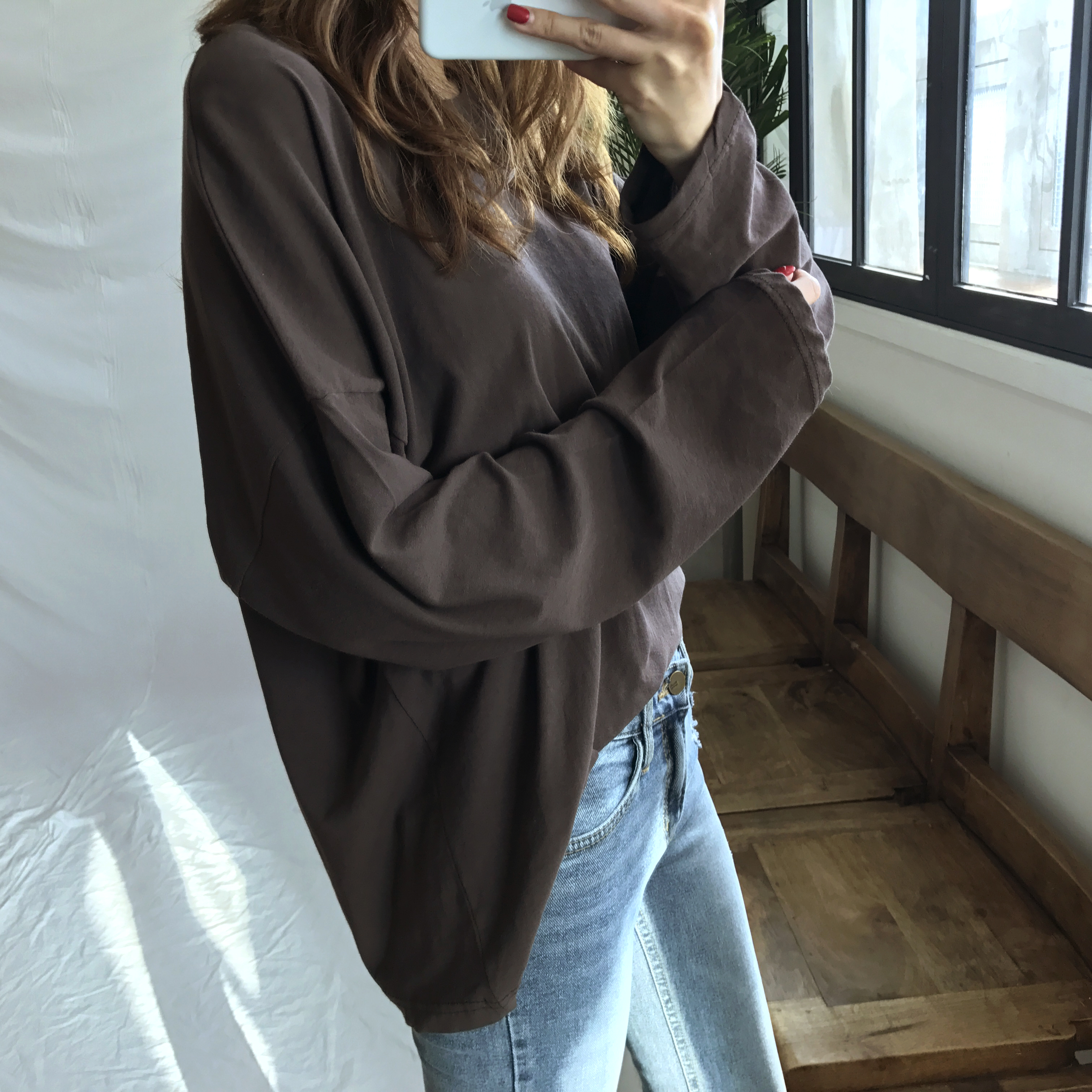 Korea Jeans Pants Slim Semi-Boot Cut Denim 20's