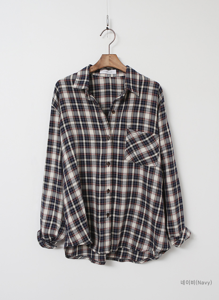 Shopping Cell Solid Check Shirts 3Color Loose Pitc