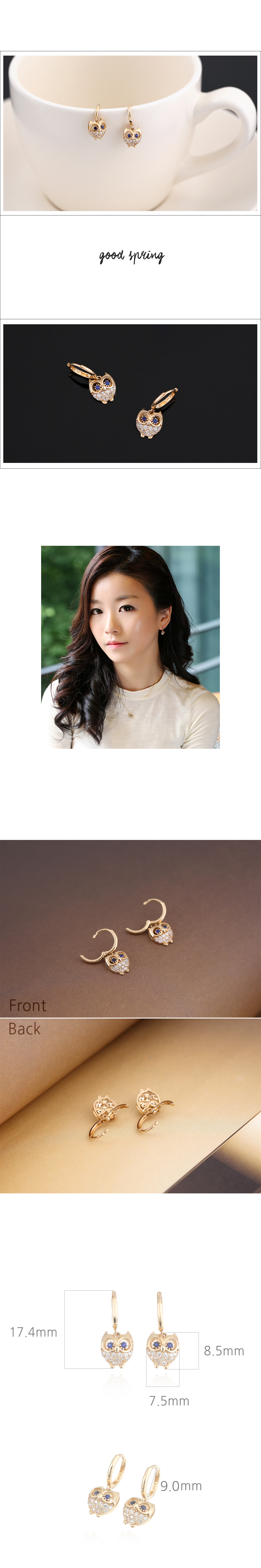 14k18k Golden Owl Earrings ER29560 14k Gift Unique