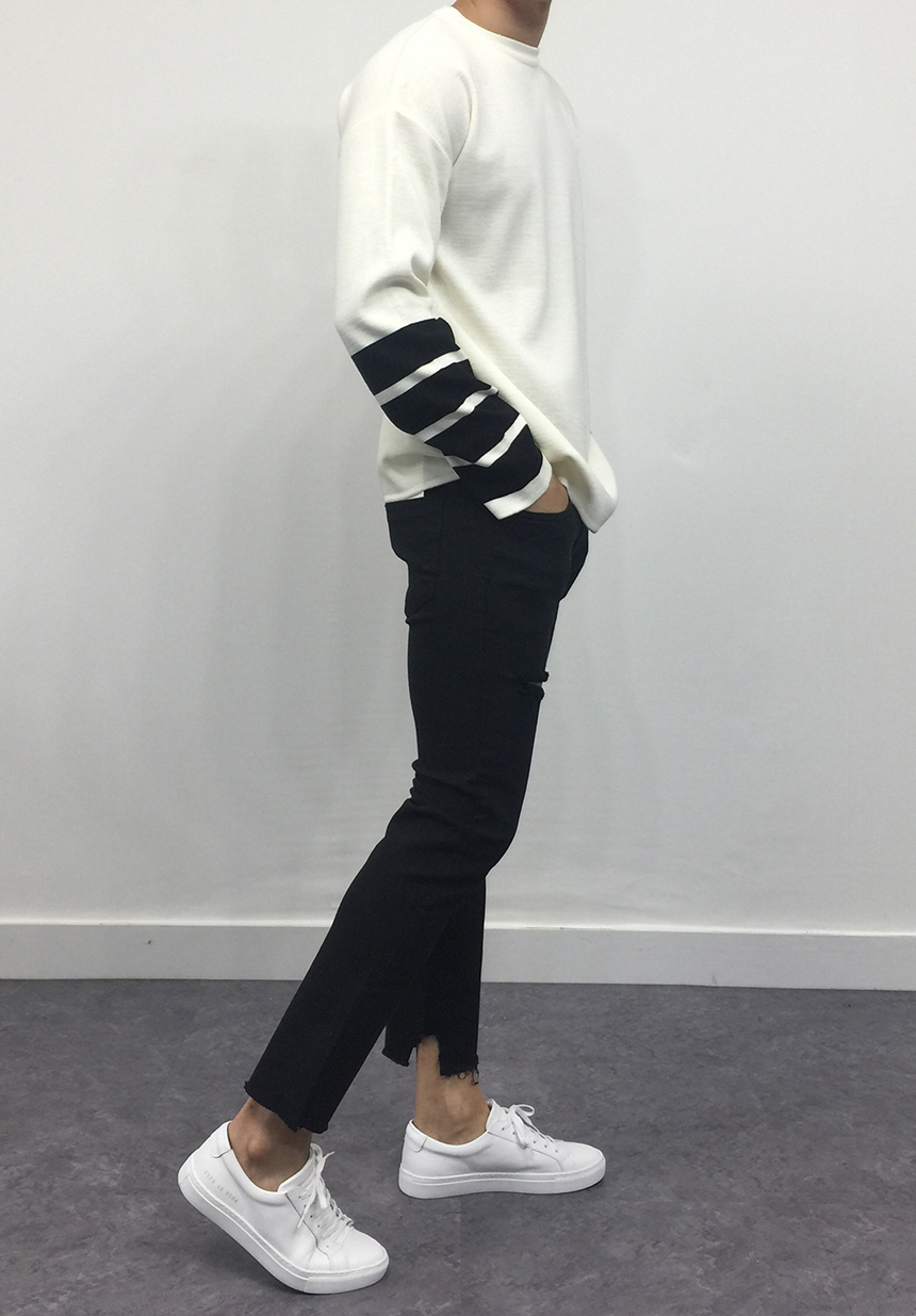 Korea Jeans Pants Men's Ankle Disco Black Jean 