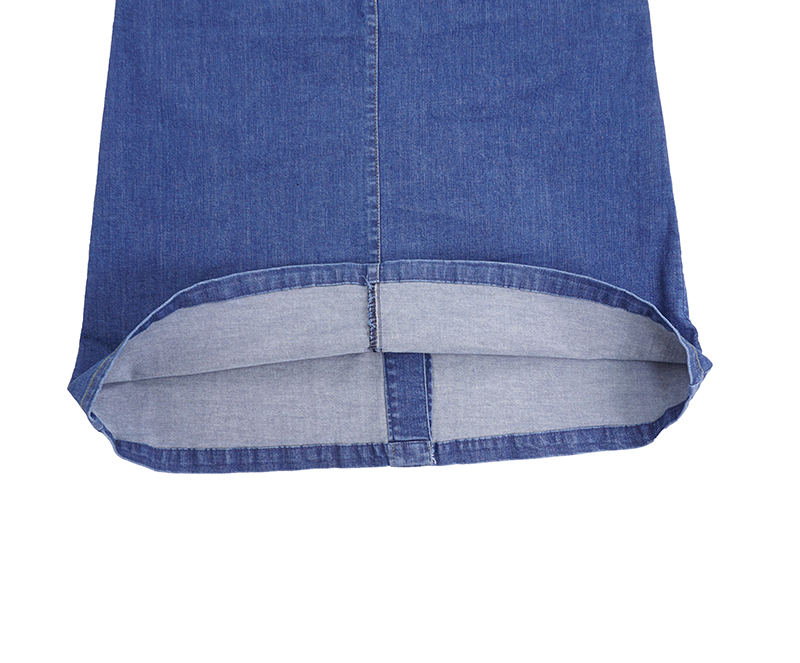 High-waisted denim knit button Cheongsam Span Long