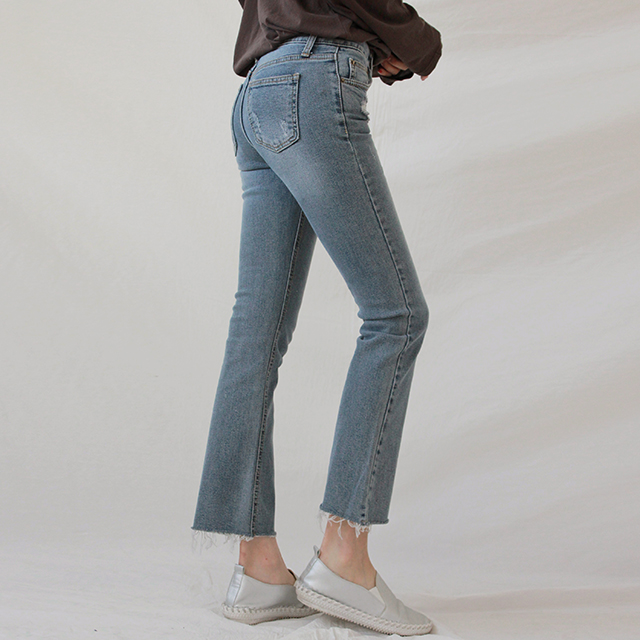 Korea Jeans Pants Slim Semi-Boot Cut Denim 20's