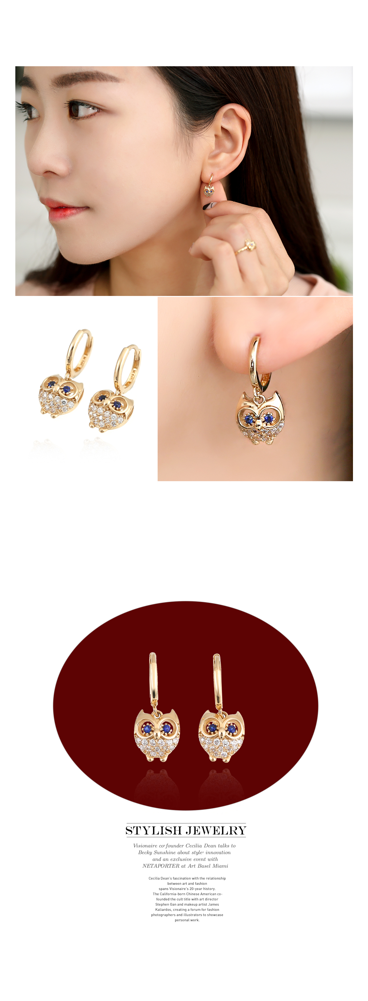 14k18k Golden Owl Earrings ER29560 14k Gift Unique