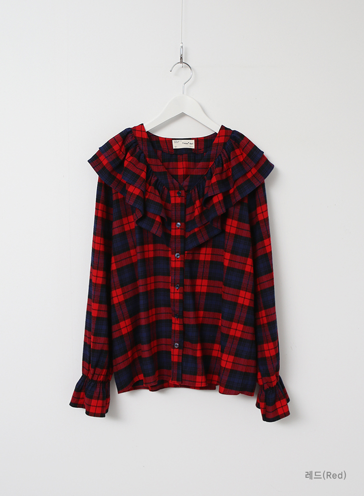 Shopping Cell Race Check Shirt 2Color Shoulder V N