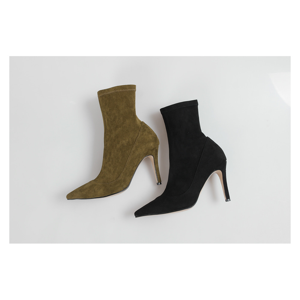 Suede Spandex Angle Boots 9cm EF1044 Feet Comforta