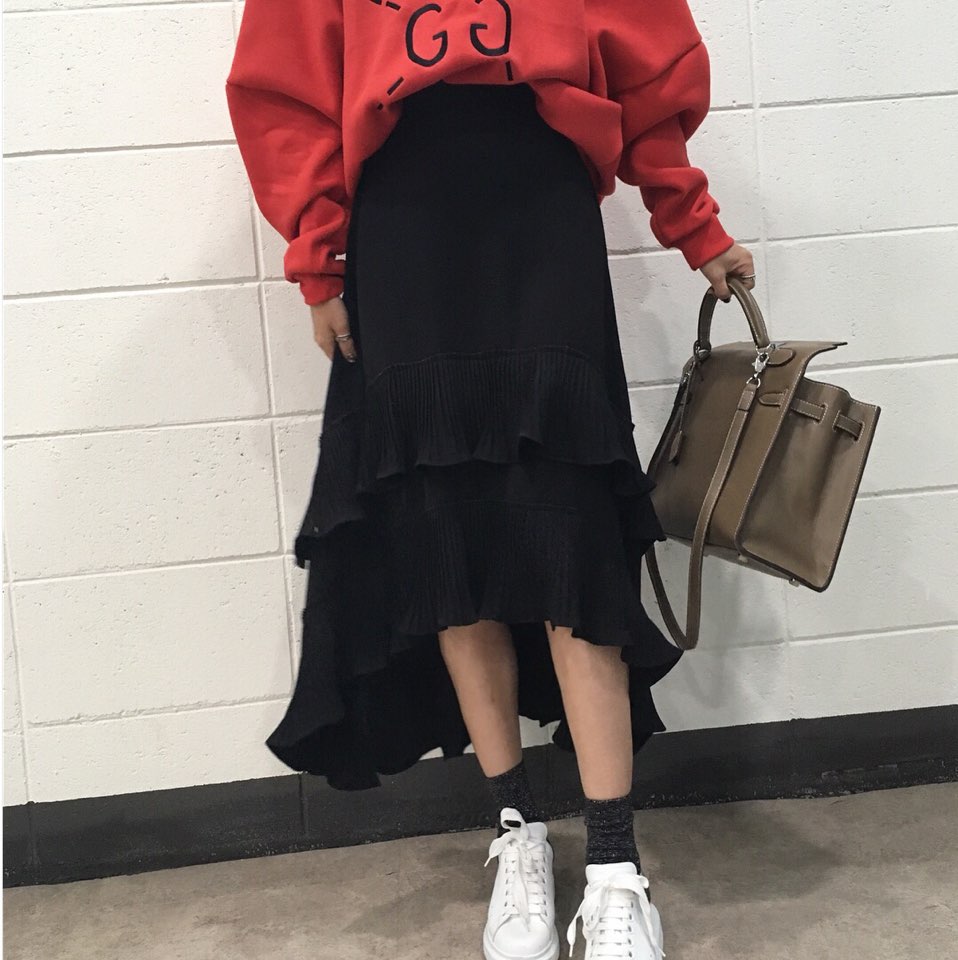 Wrinkle Kangkang Long skirt 2color order to be shi