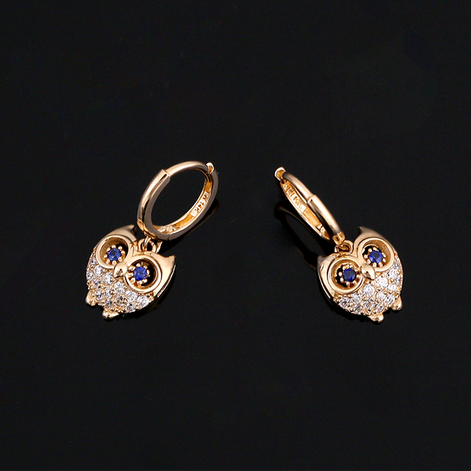 14k18k Golden Owl Earrings ER29560 14k Gift Unique