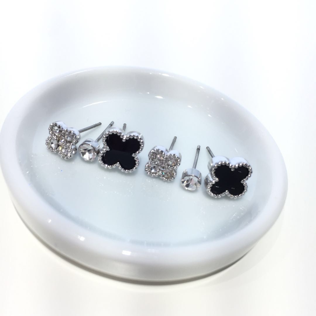 Four Leaf Clover Cubic Set Earring Fortune Cute It