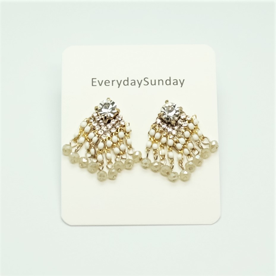 Stingray Beads Drop Earrings Silver Spike Bohemian