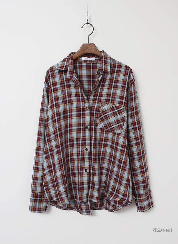 Shopping Cell Solid Check Shirts 3Color Loose Pitc
