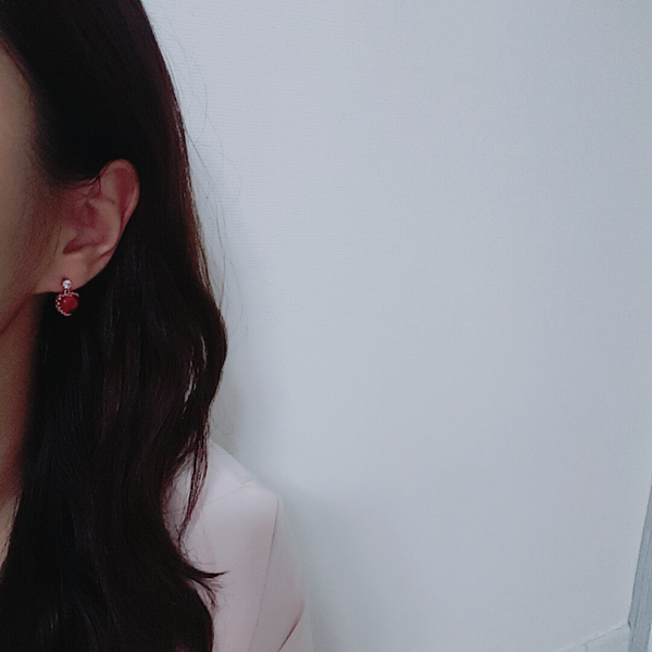 Heart pearl drop earrings Cute cute cute little ch