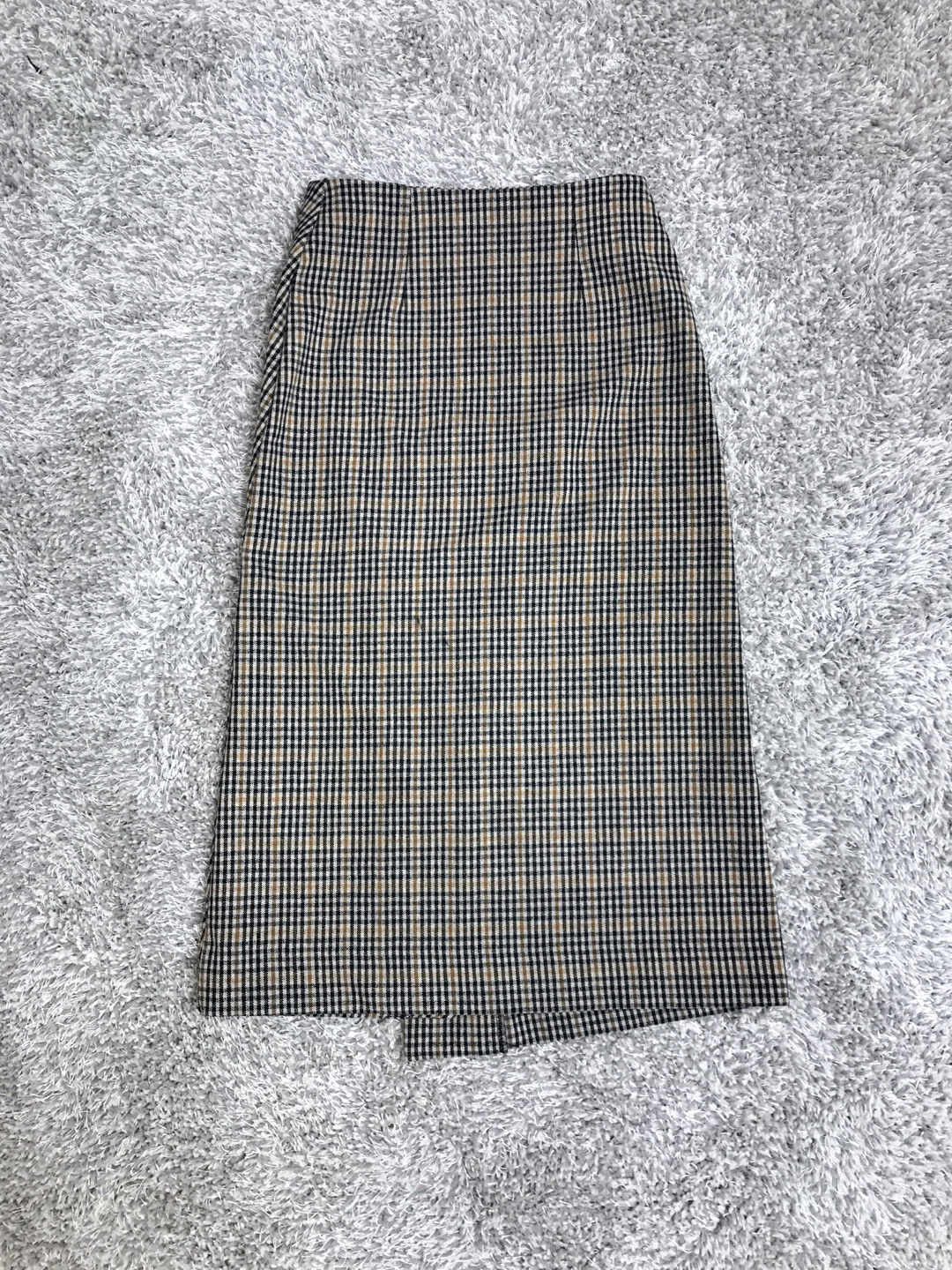 Check Long Button Skirt Wool Fall Winter