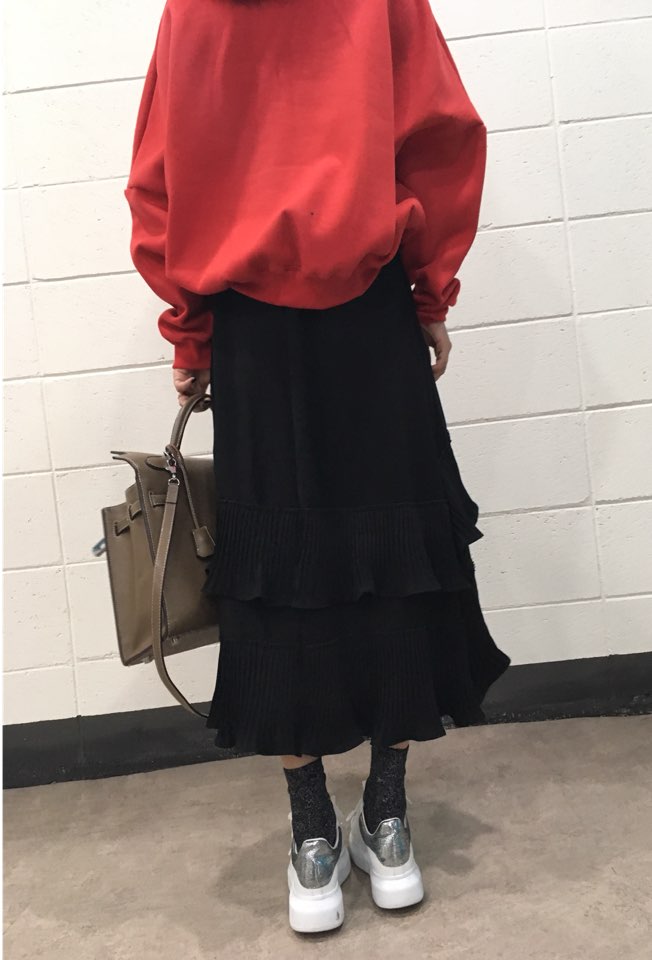 Wrinkle Kangkang Long skirt 2color order to be shi