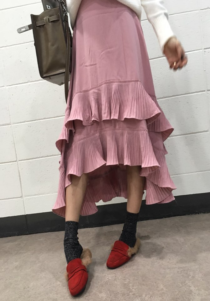 Wrinkle Kangkang Long skirt 2color order to be shi