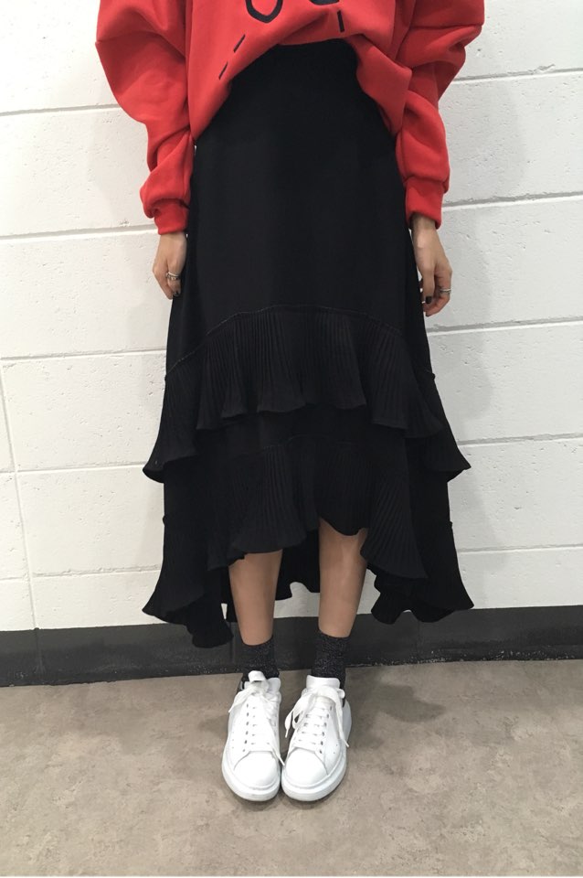 Wrinkle Kangkang Long skirt 2color order to be shi