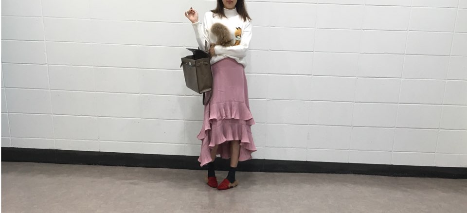 Wrinkle Kangkang Long skirt 2color order to be shi