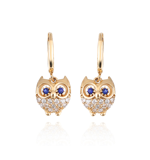 14k18k Golden Owl Earrings ER29560 14k Gift Unique