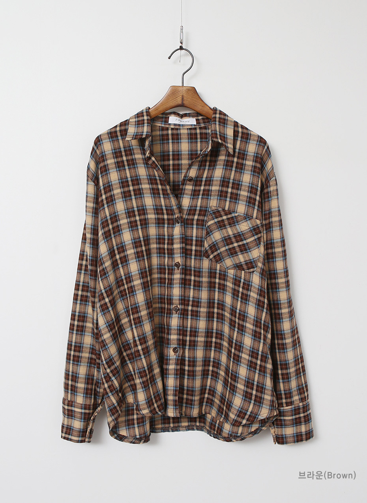 Shopping Cell Solid Check Shirts 3Color Loose Pitc