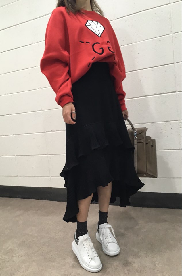 Wrinkle Kangkang Long skirt 2color order to be shi