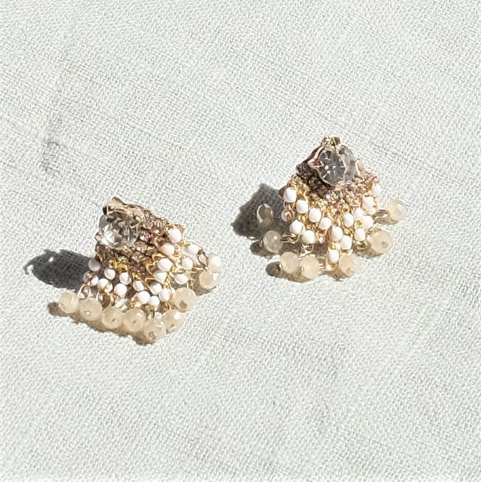 Stingray Beads Drop Earrings Silver Spike Bohemian