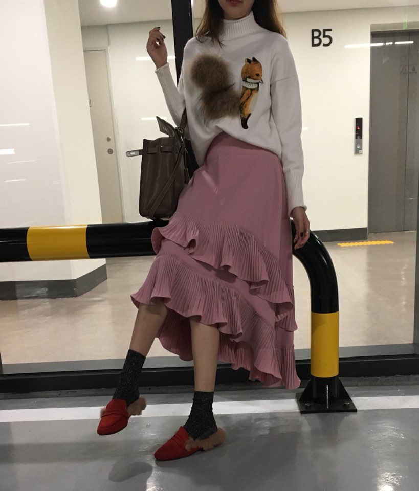 Wrinkle Kangkang Long skirt 2color order to be shi