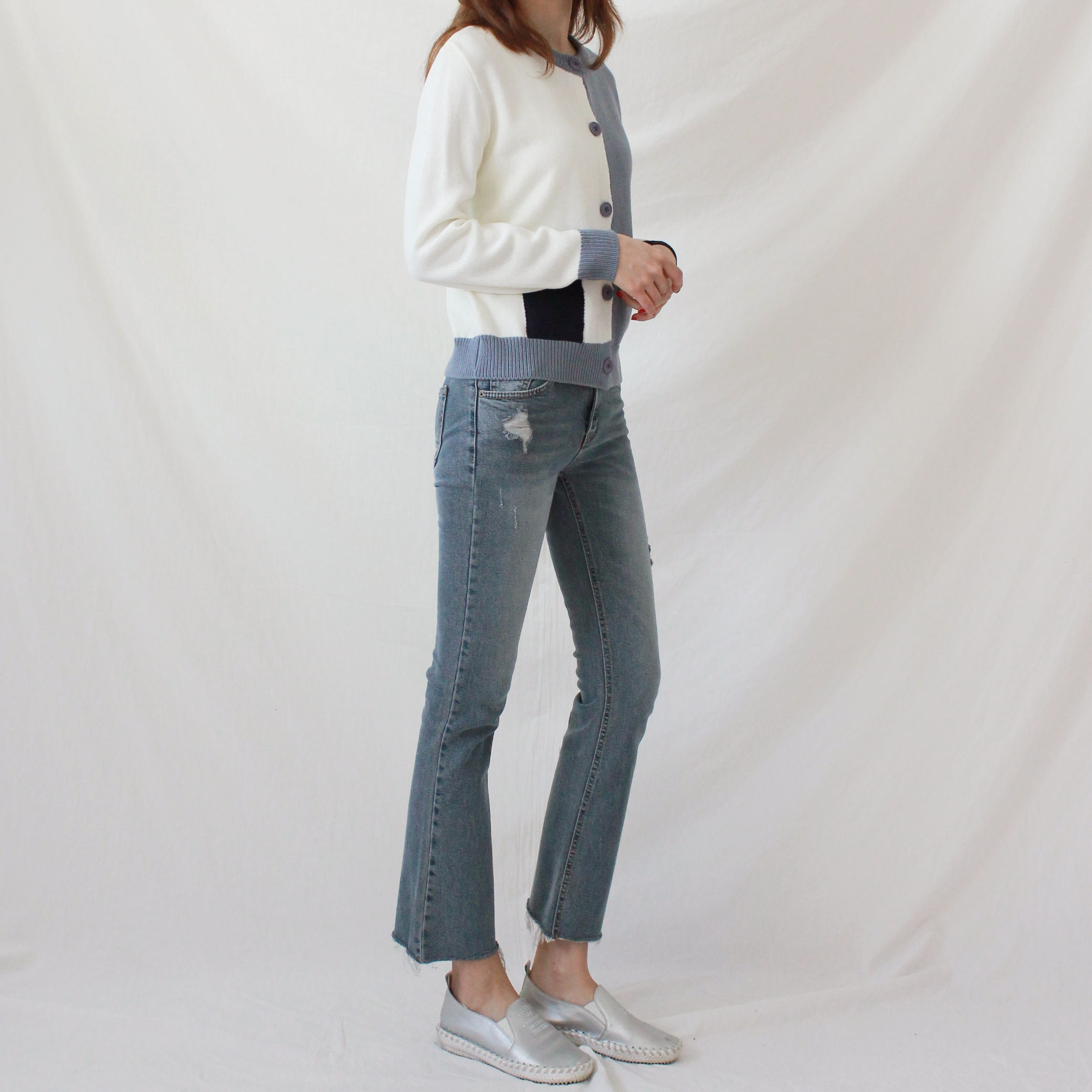 Korea Jeans Pants Slim Semi-Boot Cut Denim 20's