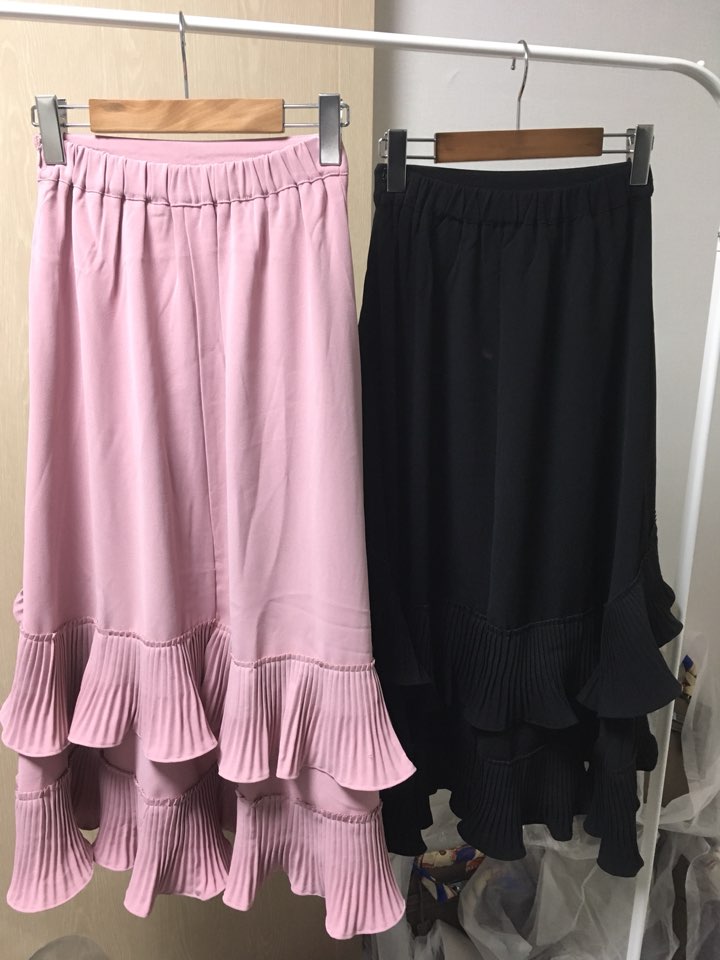 Wrinkle Kangkang Long skirt 2color order to be shi
