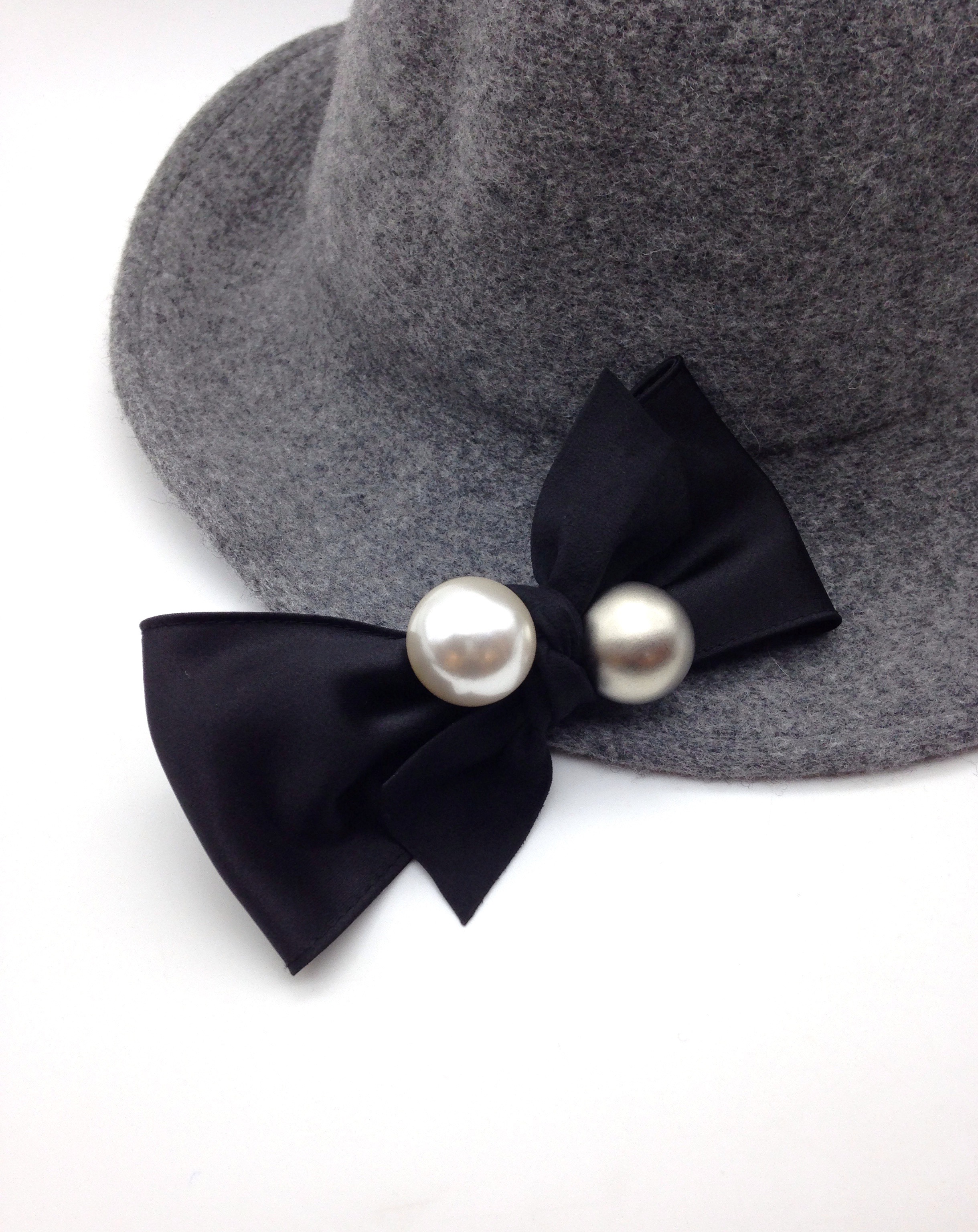 Hair Accessories Pearl Metal Black Ribbon Pin Wint