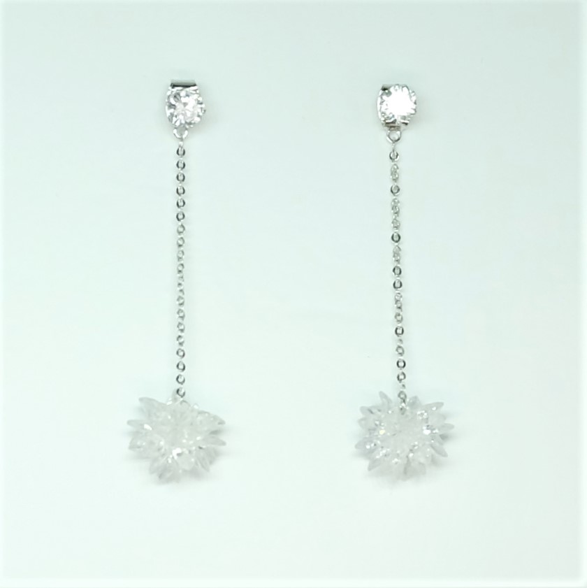 Snowflake Drop Earrings Silver Spit Wedding Look L