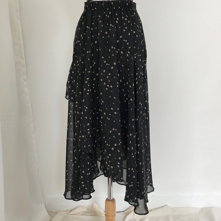 Flower Chiffon Long Skirt Cody Autumn Daily Look R