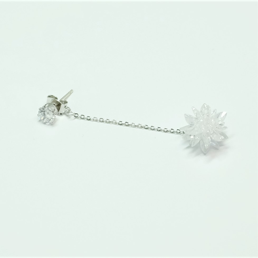 Snowflake Drop Earrings Silver Spit Wedding Look L