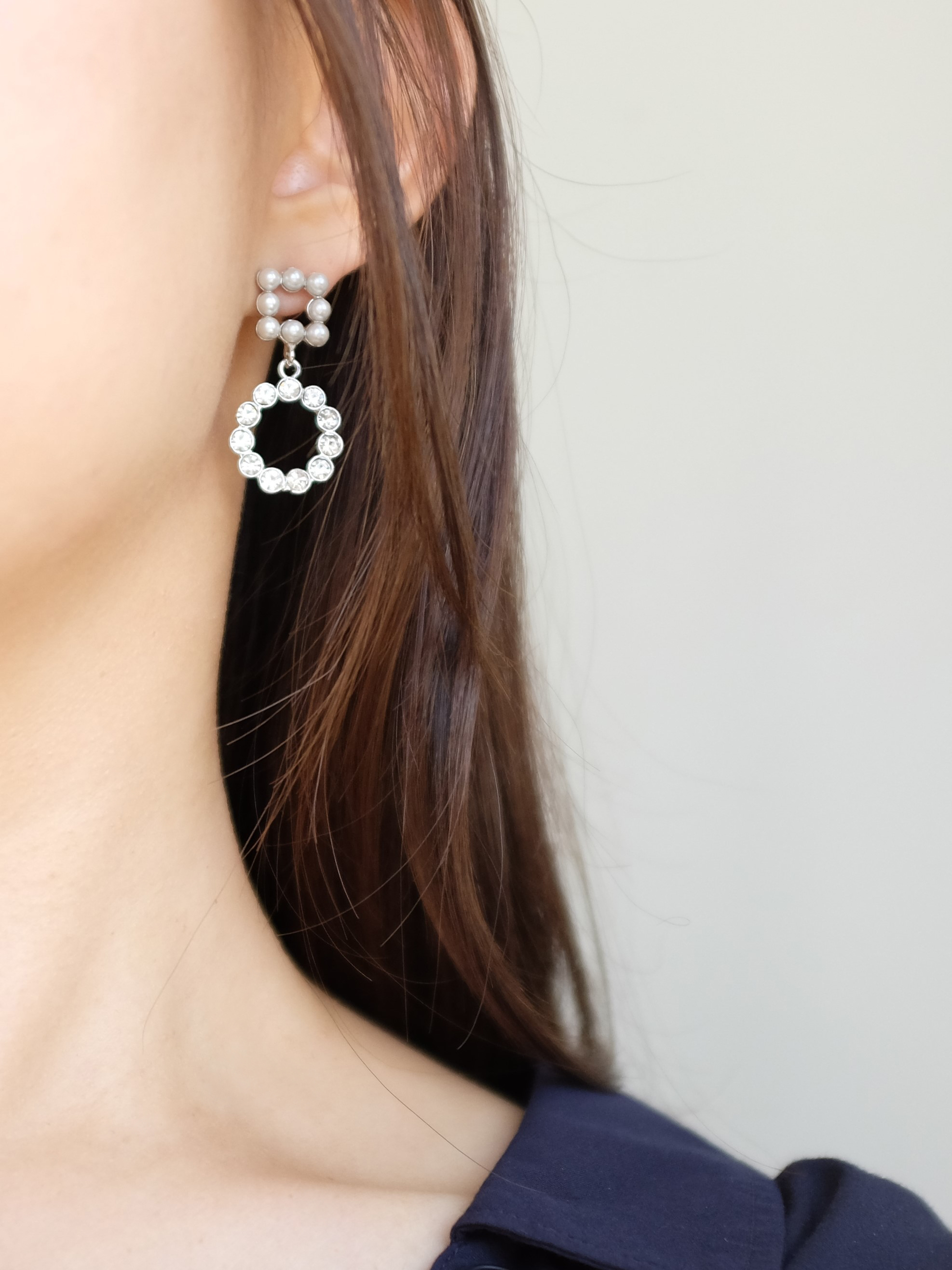 Pearl Cubic Drop Shape Drop Earring Sparkling Spar